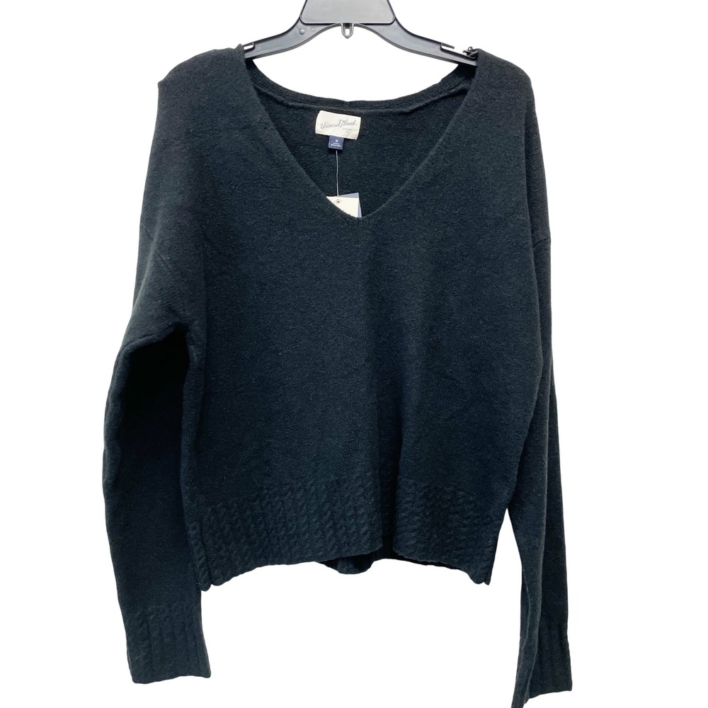 Universal Thread‎ Women's Black V Neck Knit Pullover Long Sleeve Sweater Size M